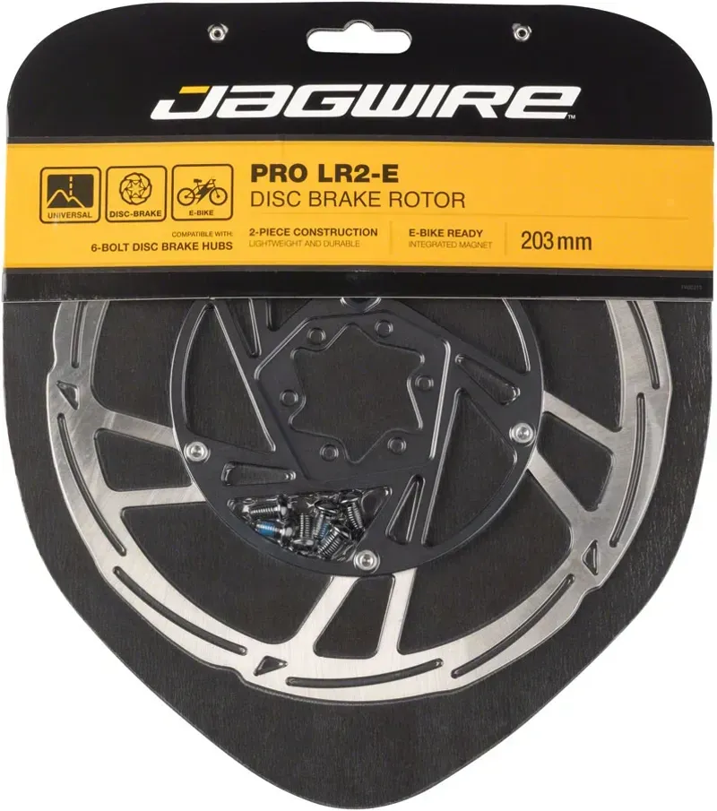 Jagwire Pro LR2-E Ebike Disk Brake Rotor With Magnet 6-Bolt 203mm in Silver/Black-2