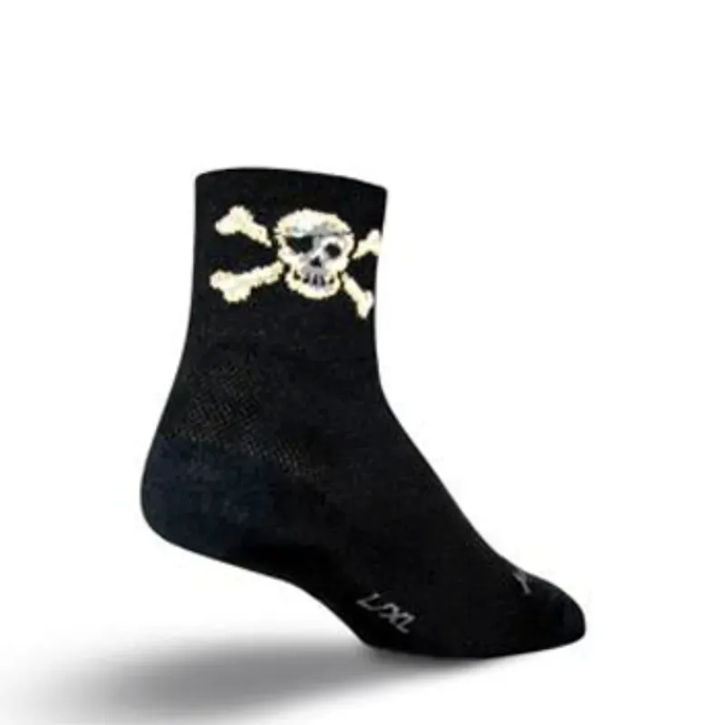 SockGuy Classic Pirate Socks - 3 Inch Black Large/X- Large Black large/xl